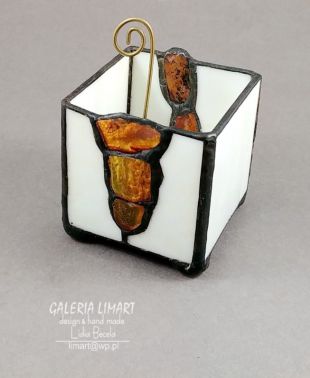 nastrojowy bursztynowy świecznik lampion handmade, prezent